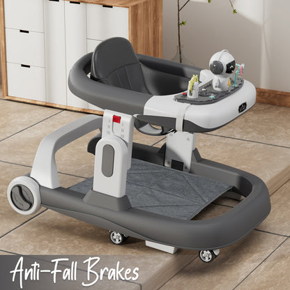 LITTLE STORY Adjustable Baby Walker - Foldable, Lightweight Design with Interactive Toys - Safe Walking Aid for Infants Aged 6-18 Months - EN1273 Certified