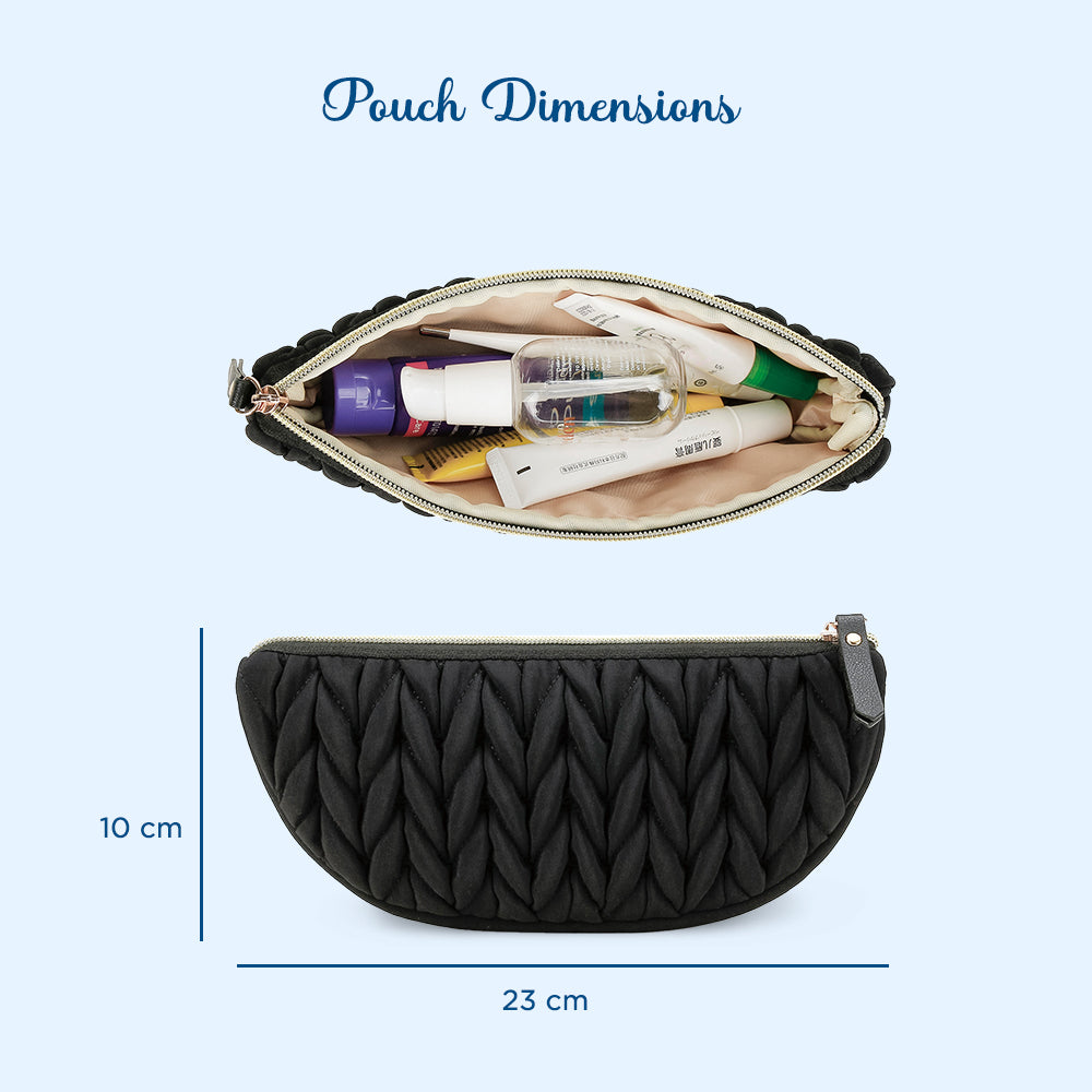 LITTLE STORY Luxe Knit Diaper Bag with Clutch - Black