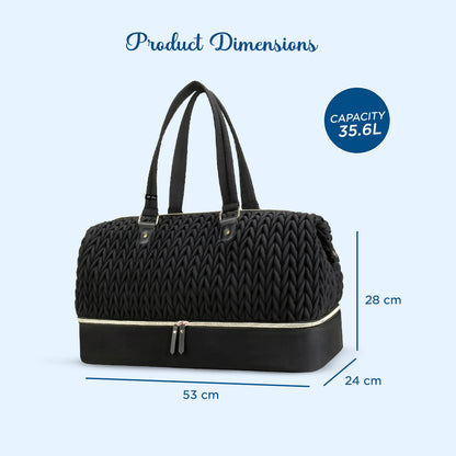 LITTLE STORY Luxe Knit Diaper Bag with Clutch - Black