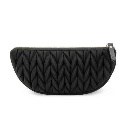LITTLE STORY Luxe Knit Diaper Bag with Clutch - Black