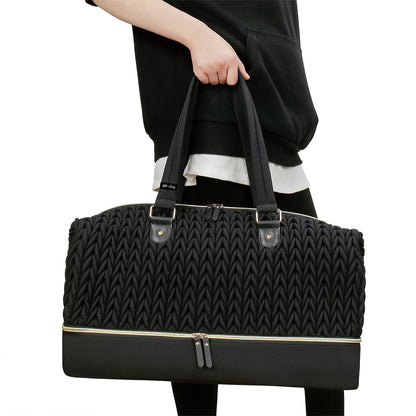 LITTLE STORY Luxe Knit Diaper Bag with Clutch - Black