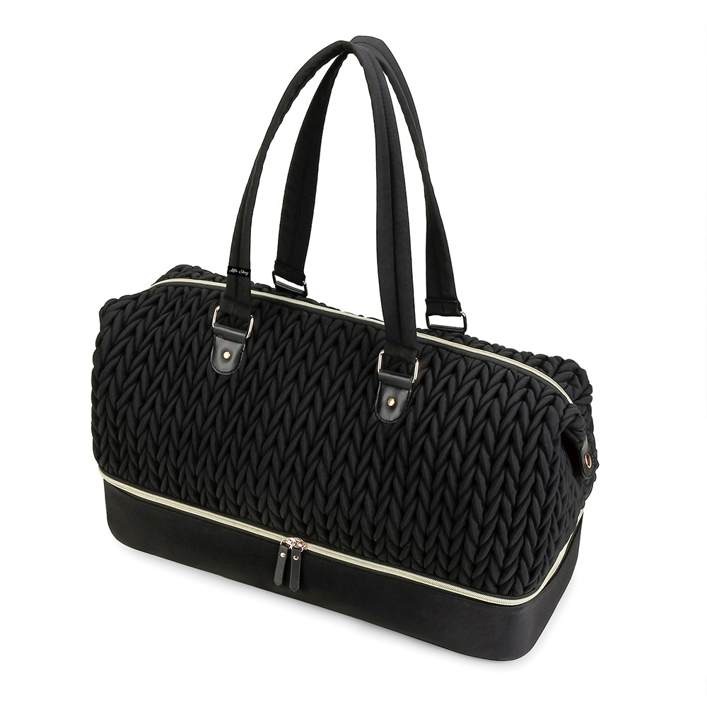 LITTLE STORY Luxe Knit Diaper Bag with Clutch - Black