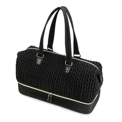 LITTLE STORY Luxe Knit Diaper Bag with Clutch - Black