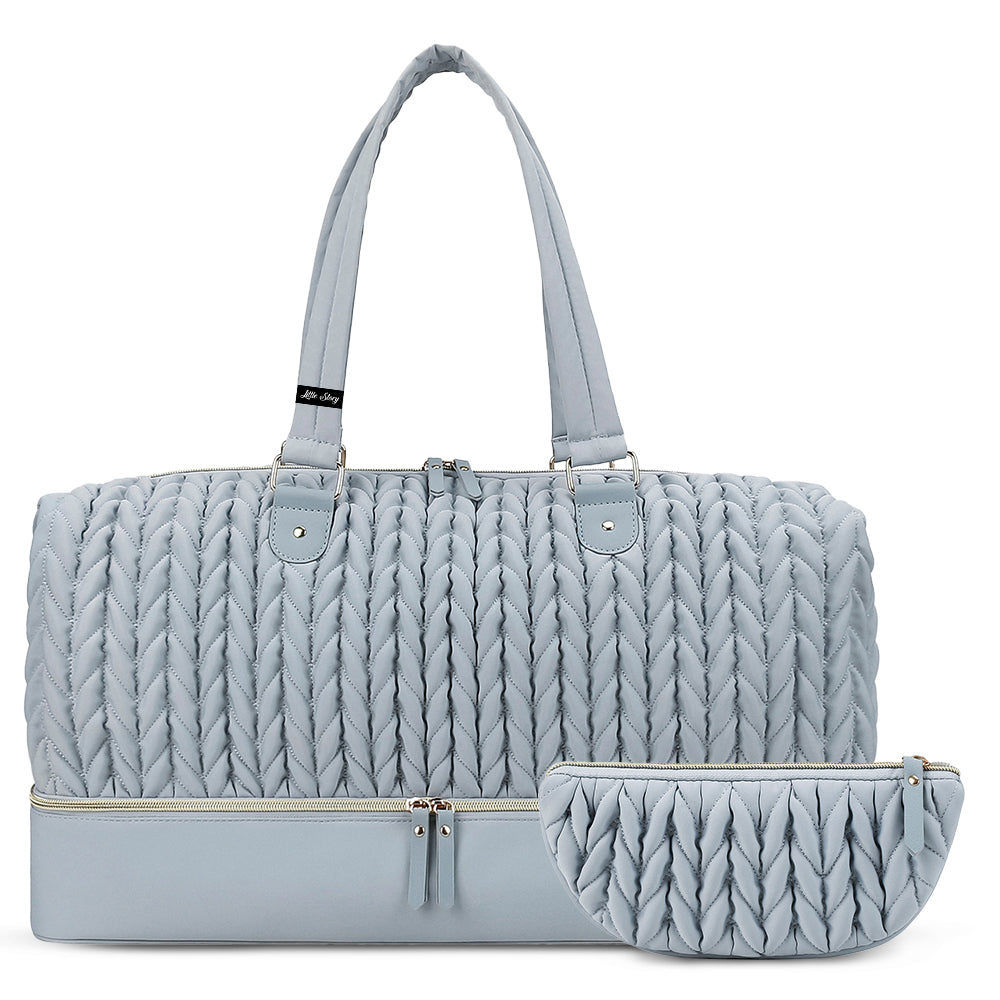 LITTLE STORY Luxe Knit Diaper Bag with Clutch - Grey