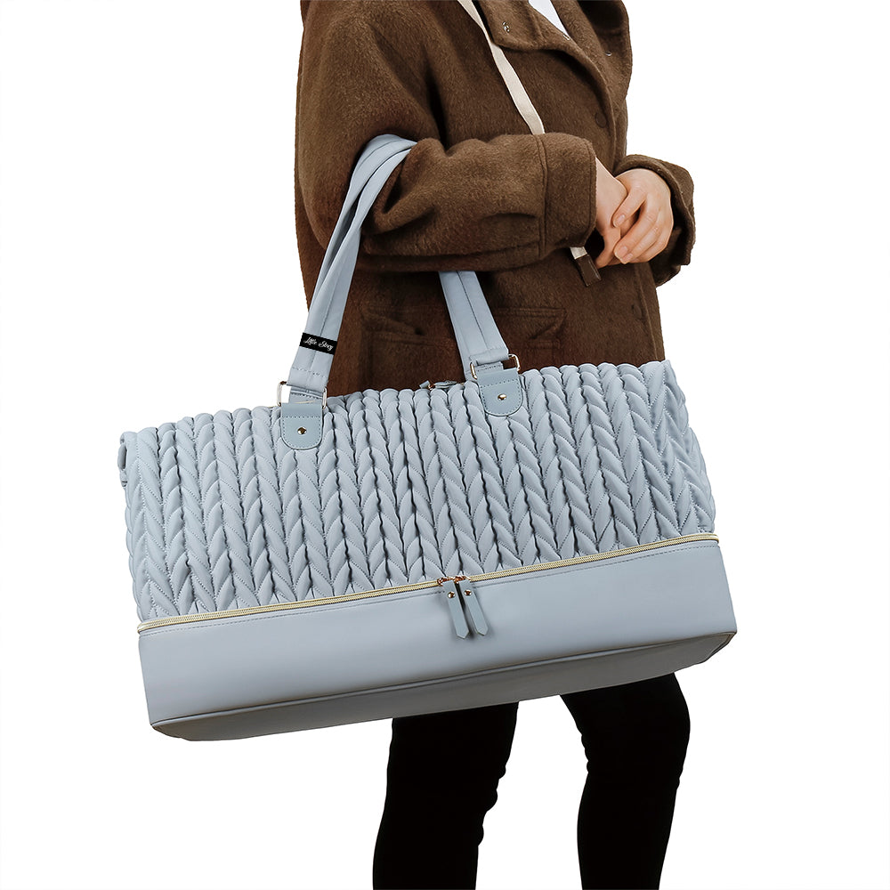 LITTLE STORY Luxe Knit Diaper Bag with Clutch - Grey