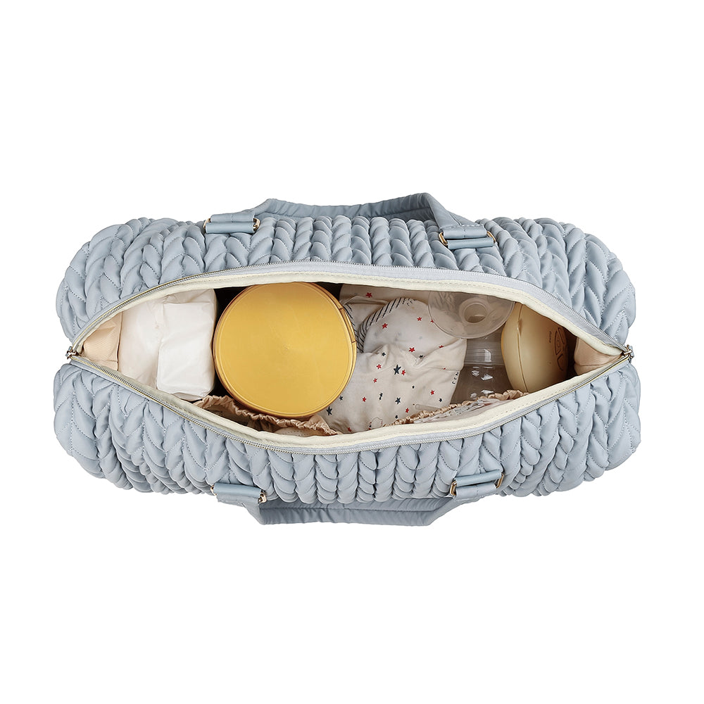 LITTLE STORY Luxe Knit Diaper Bag with Clutch - Grey