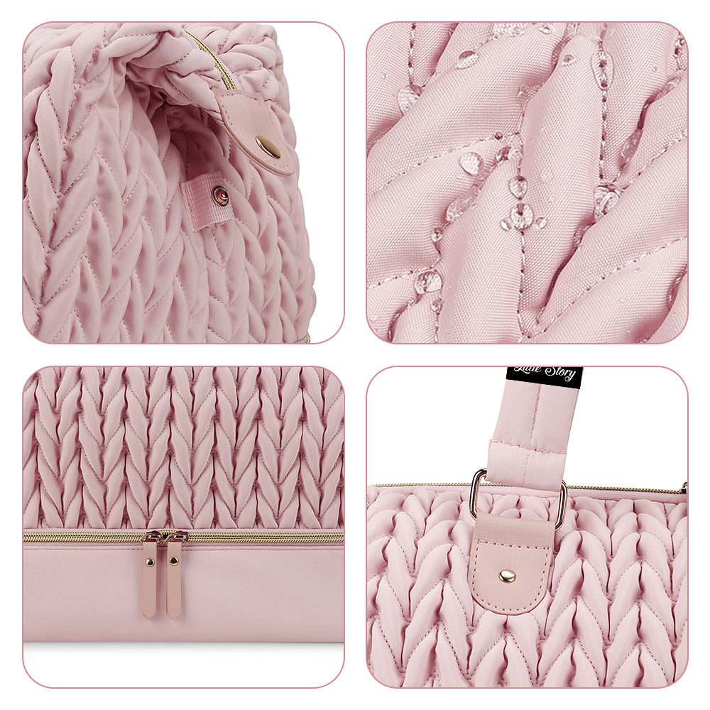 LITTLE STORY Luxe Knit Diaper Bag with Clutch - Pink