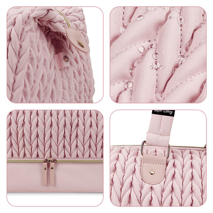 LITTLE STORY Luxe Knit Diaper Bag with Clutch - Pink
