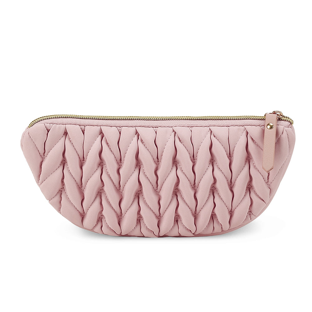 LITTLE STORY Luxe Knit Diaper Bag with Clutch - Pink
