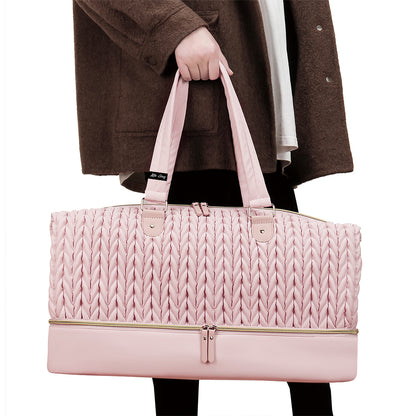 LITTLE STORY Luxe Knit Diaper Bag with Clutch - Pink