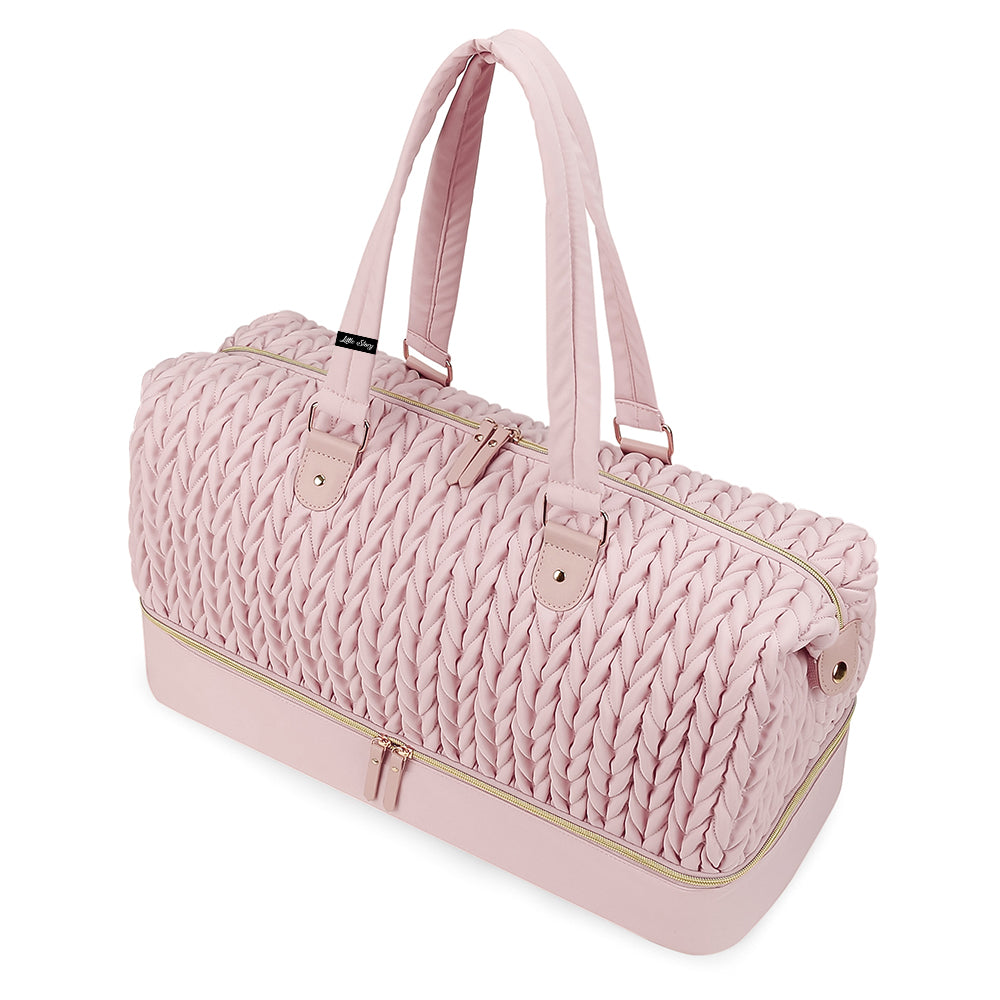 LITTLE STORY Luxe Knit Diaper Bag with Clutch - Pink