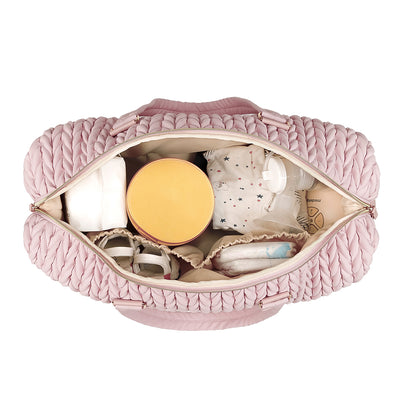 LITTLE STORY Luxe Knit Diaper Bag with Clutch - Pink