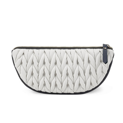 LITTLE STORY Luxe Knit Diaper Bag with Clutch - White