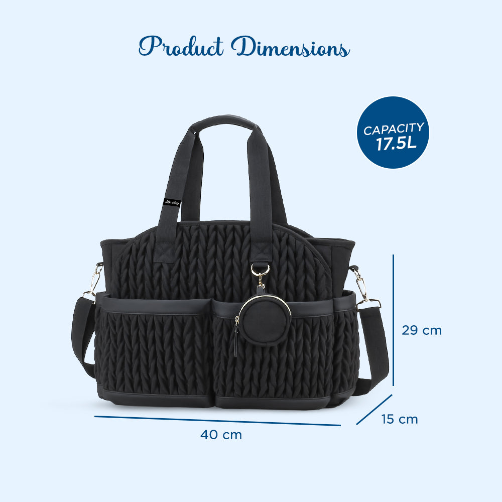 LITTLE STORY Nova Tote with Pacifier Pod - Black