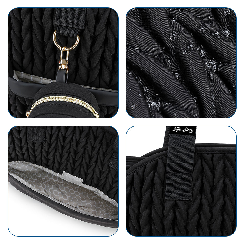 LITTLE STORY Nova Tote with Pacifier Pod - Black