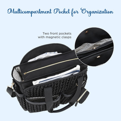 LITTLE STORY Nova Tote with Pacifier Pod - Black