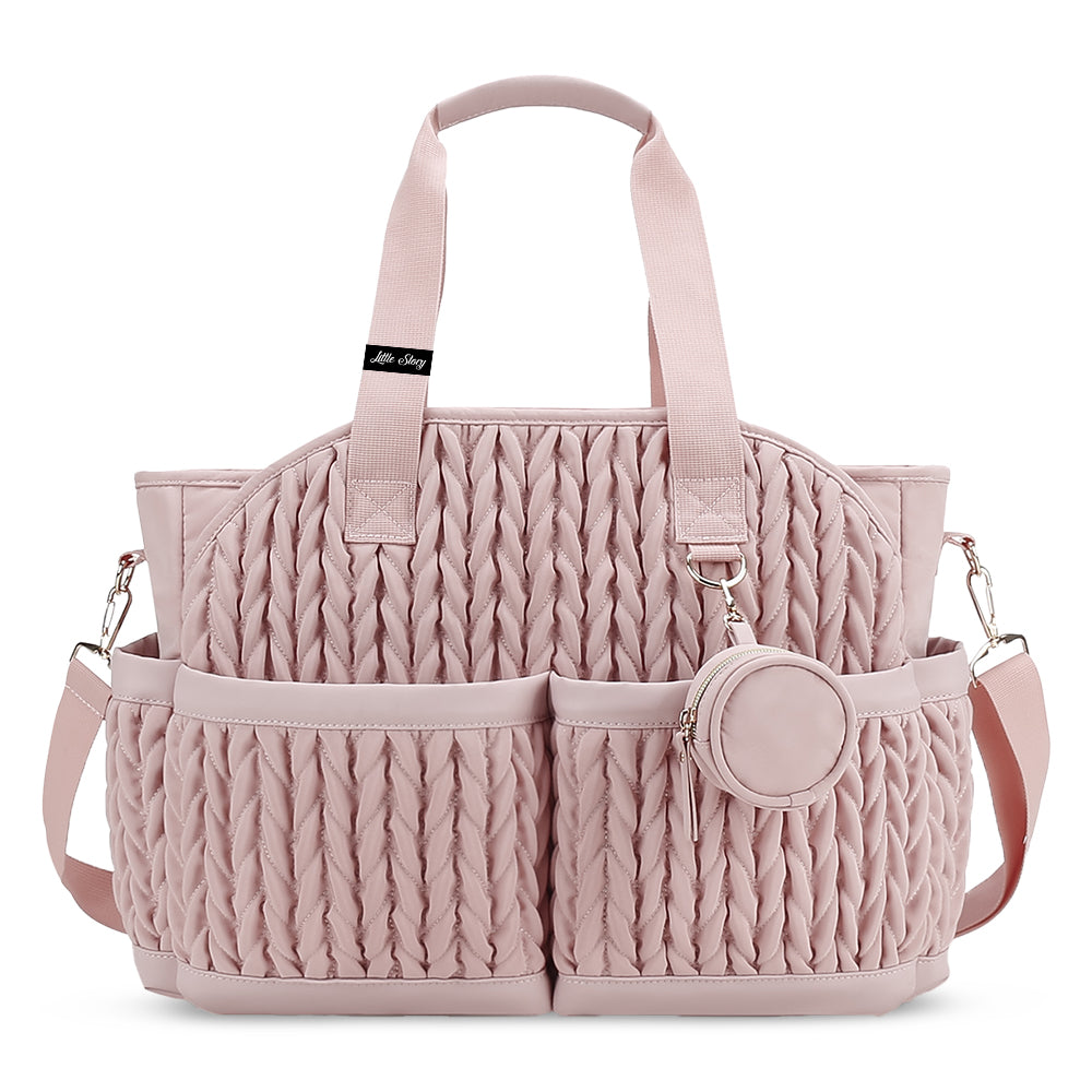 LITTLE STORY Nova Tote with Pacifier Pod - Pink