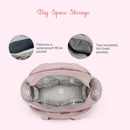 LITTLE STORY Nova Tote with Pacifier Pod - Pink