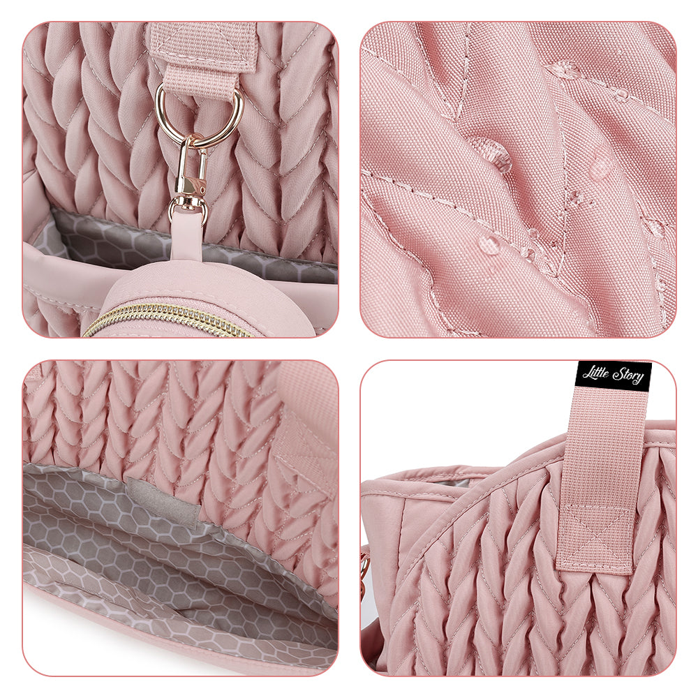 LITTLE STORY Nova Tote with Pacifier Pod - Pink