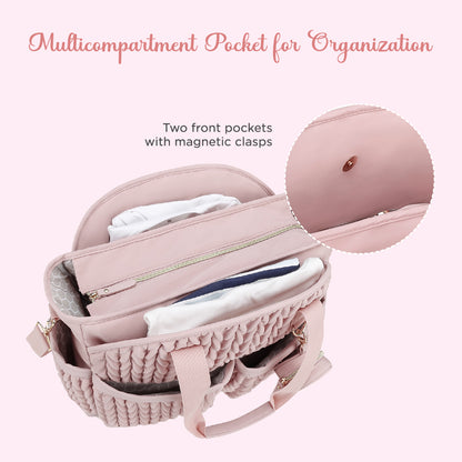 LITTLE STORY Nova Tote with Pacifier Pod - Pink