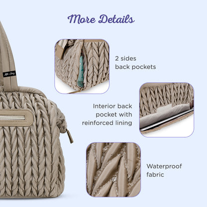 LITTLE STORY Elva Diaper Bag with Stroller Straps - Beige