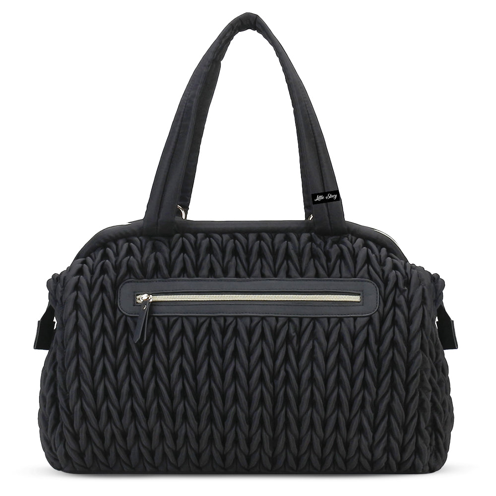 LITTLE STORY Elva Diaper Bag with Stroller Straps - Black