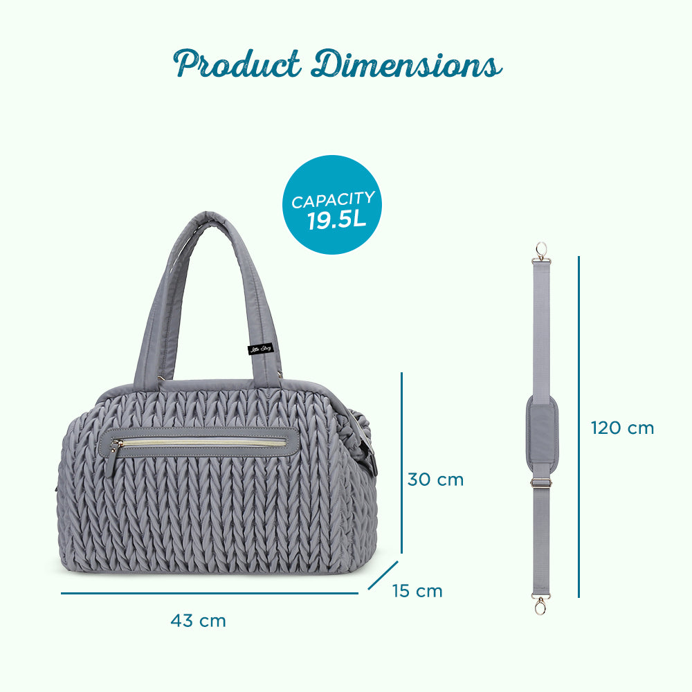 LITTLE STORY Elva Diaper Bag with Stroller Straps - Grey
