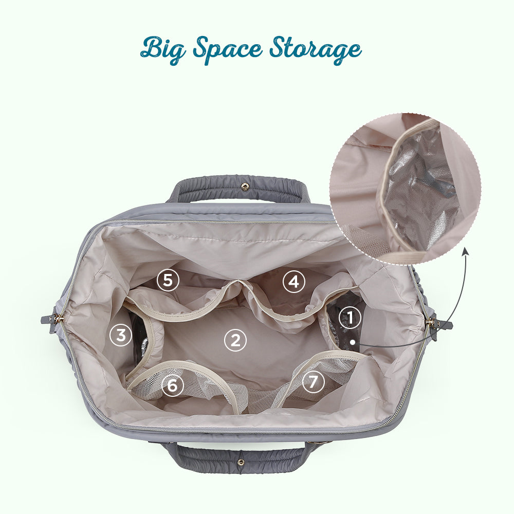 LITTLE STORY Elva Diaper Bag with Stroller Straps - Grey