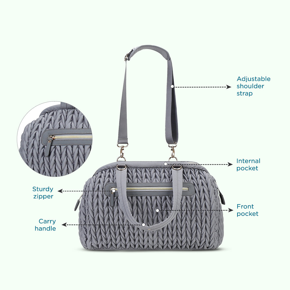 LITTLE STORY Elva Diaper Bag with Stroller Straps - Grey