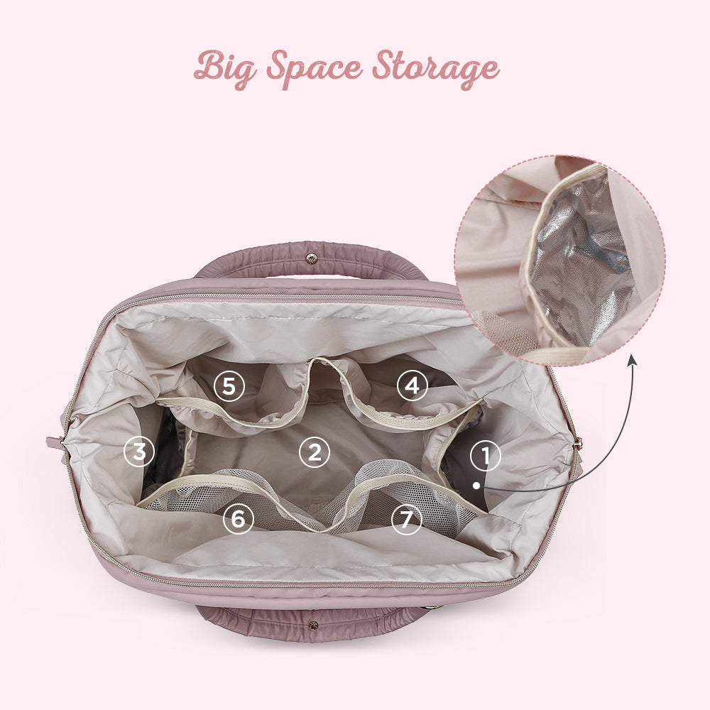 LITTLE STORY Elva Diaper Bag with Stroller Straps - Pink