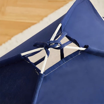 LITTLE STORY Foldable Teepee Playpen Canvas Tent Hut Play House - Blue