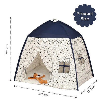 LITTLE STORY Foldable Teepee Playpen Canvas Tent Hut Play House - Blue