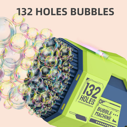 Little Story - 132 Holes Bubble Machine Gun wt Light/Bubble Maker for Kids Indoor & Outdoor - Green