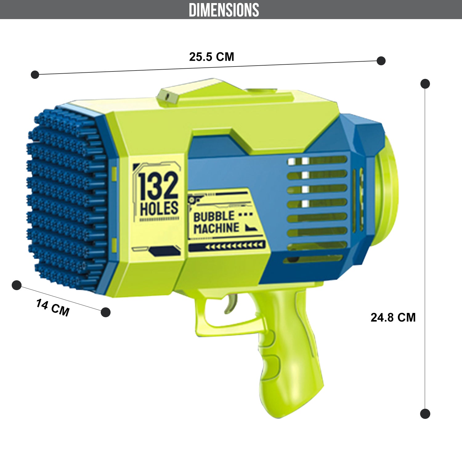 Little Story - 132 Holes Bubble Machine Gun wt Light/Bubble Maker for Kids Indoor & Outdoor - Green