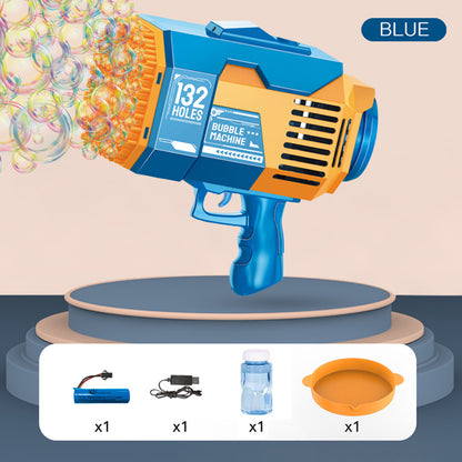 LITTLE STORY - 132 Holes Bubble Machine Gun wt Light/Bubble Maker for Kids Indoor & Outdoor - Orange