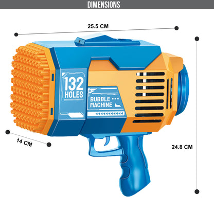 LITTLE STORY - 132 Holes Bubble Machine Gun wt Light/Bubble Maker for Kids Indoor & Outdoor - Orange