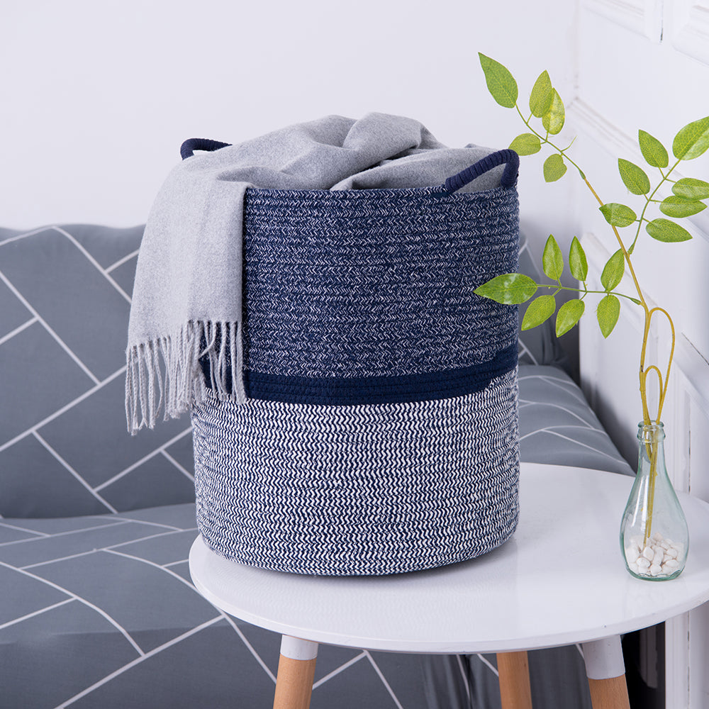 LITTLE STORY - Cotton Rope Diaper Caddy XL - Blue