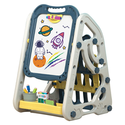 LITTLE STORY - Double Sided Multifunctional Magnetic Drawing/Learning Board wt Book Shelf - Blue
