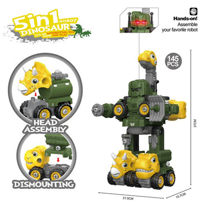 LITTLE STORY - Kids Toy 5in1 Dinosaur Robot Transformation Vehicle - Green