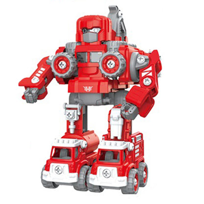 LITTLE STORY - Kids Toy 5in1 Robot Transformation Fire Fighter Truck with Remote - Red