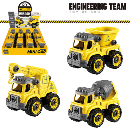 LITTLE STORY - Kids Toy Assembled Wisdom Cars - Set of 12 - Yellow