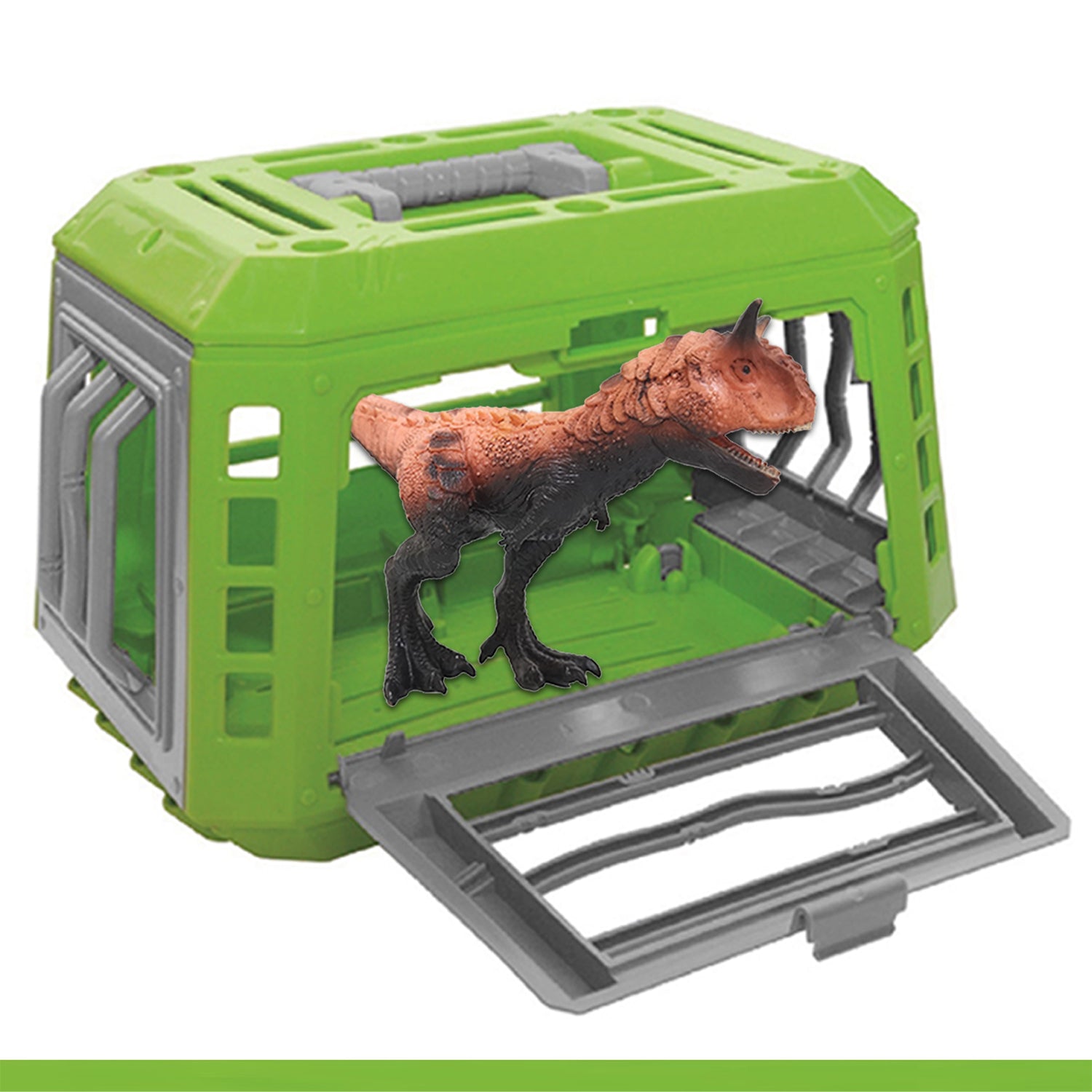 LITTLE STORY - Kids Toy Dinosaur with Caching Cage - Green