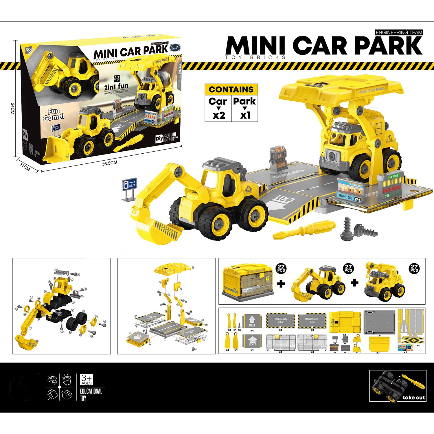LITTLE STORY - Kids Toy Mini Car wt Parking - Yellow