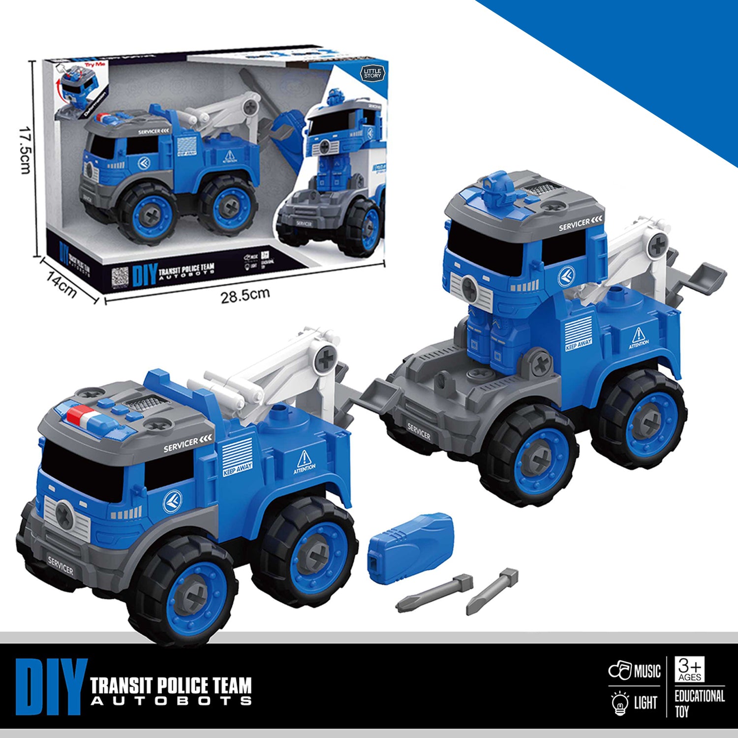 LITTLE STORY - Kids Toy Police Truck - Blue
