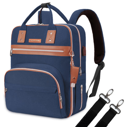 LITTLE STORY 2in1 Diaper Bag w/Sanitizer Bottle keychain & Stroller Hooks - Blue