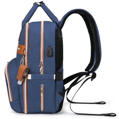 LITTLE STORY 2in1 Diaper Bag w/Sanitizer Bottle keychain & Stroller Hooks - Blue