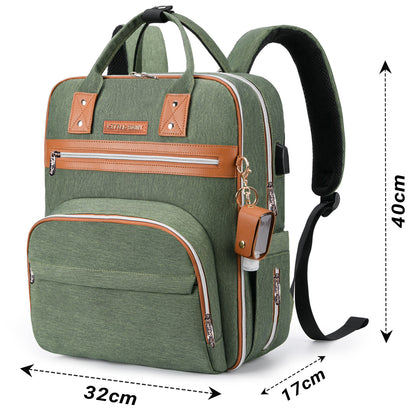 LITTLE STORY 2in1 Diaper Bag w/Sanitizer Bottle keychain & Stroller Hooks - Green