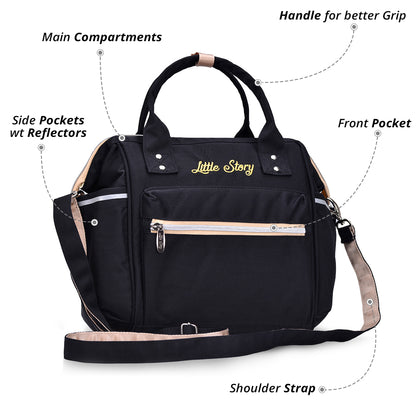 LITTLE STORY Ace Diaper Bag - Black