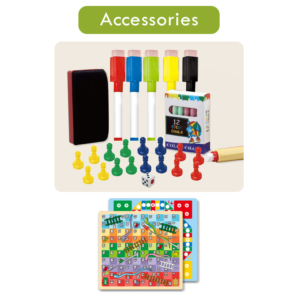 LITTLE STORY Artist Double Sided Handbag Drawing Board (31 Pcs) W/Board Game - Green