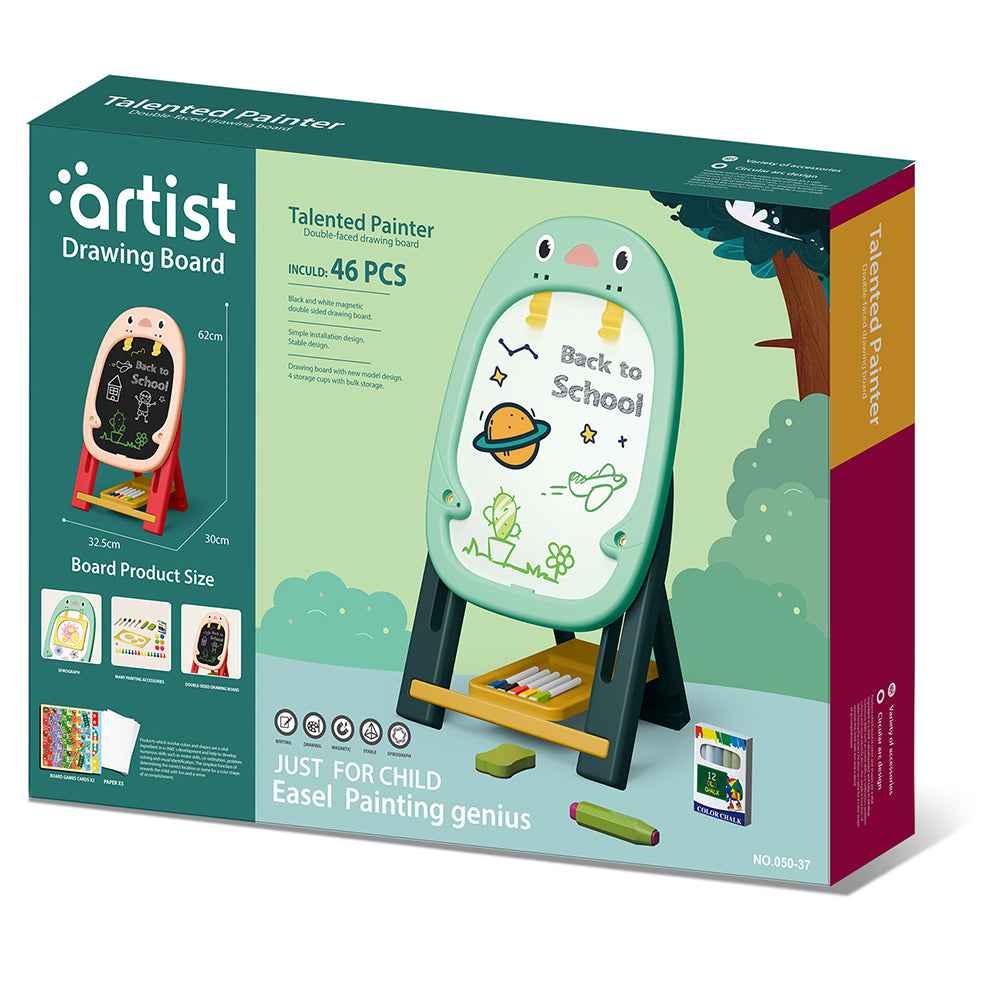 LITTLE STORY Artist Penguin Double Sided Magnetic Drawing Board (46 Pcs) W/2* Board Games - Green